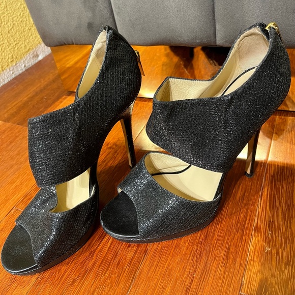 Jimmy Choo Black Glitter Private Platform Sandals Celebrity Designer Size 9 - Picture 5 of 5